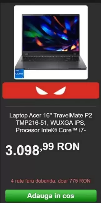 16" TravelMate P2 TMP216-51, WUXGA IPS, Procesor Intel® Core™ i7-