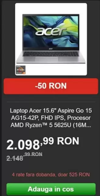 Amd - Aspire Go 15 AG15-42P