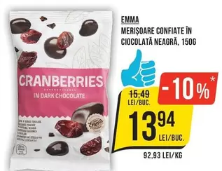 MERIȘOARE CONFIATE ÎN CIOCOLATĂ NEAGRĂ