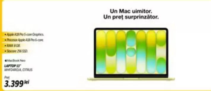 Apple - LAPTOP 13" MIJLOCIU, CITRUS