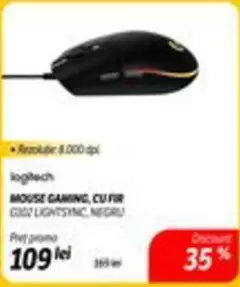 Logitech - MOUSE GAMING, CU FIR G302 LIGHTSYNC, NEGRU