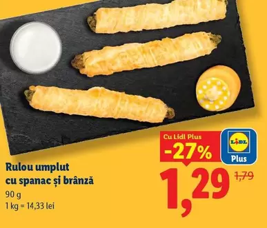 Rulou umplut cu spanac și brânză