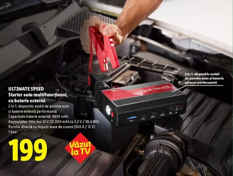 Starter aute multifunctional, cu baterie externă