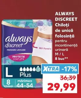 Always - Chiloți de unică folosinţă pentru incontinenţă urinară