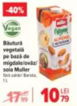 Băutură vegetală pe bază de migdale/ovăz