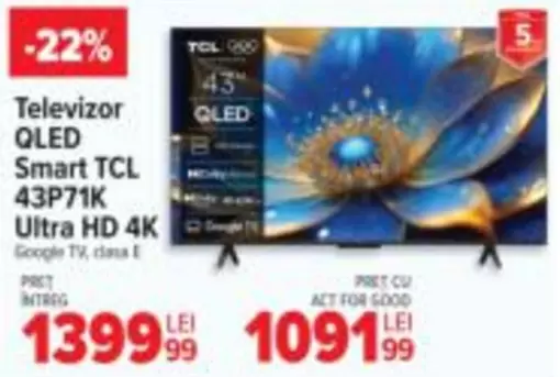Televizor QLED Smart TCL 43P71K Ultra HD 4K