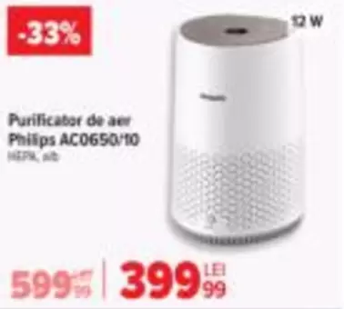 Philips - Purificator de aer AC0650/10 HEPA, alb