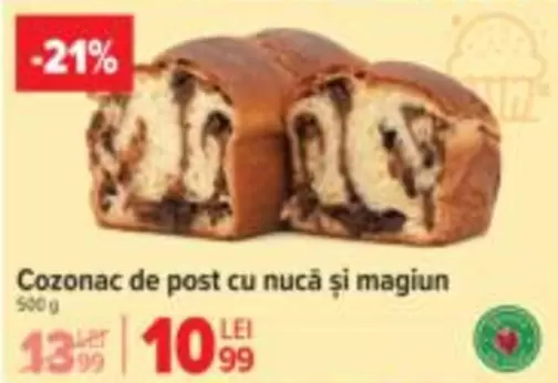 Cozonac de post cu nucă și magiun
