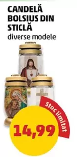 Candelă bolsius din sticlă