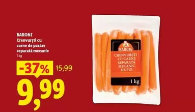 Crenvursti cu carne de pasare separata mecanic