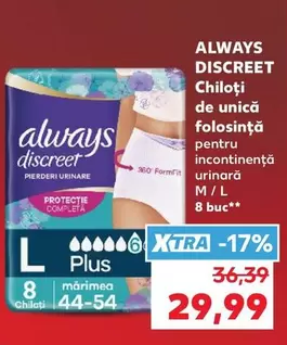 Always - Chiloţi de unică folosinţă pentru incontinenţă urinară