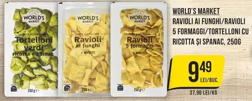 RAVIOLI AI FUNGHI/RAVIOLI 5 FORMAGGI/TORTELLONI CU RICOTTA ȘI SPANAC