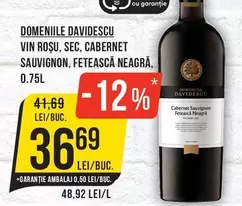 VIN ROȘU, SEC, CABERNET SAUVIGNON, FETEASCĂ NEAGRĂ