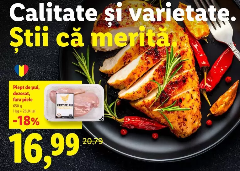 Piept de pui dezosat, f
ara piele