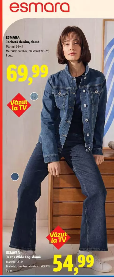 Jacheta denim, damă / Jeans Wide Leg, damă