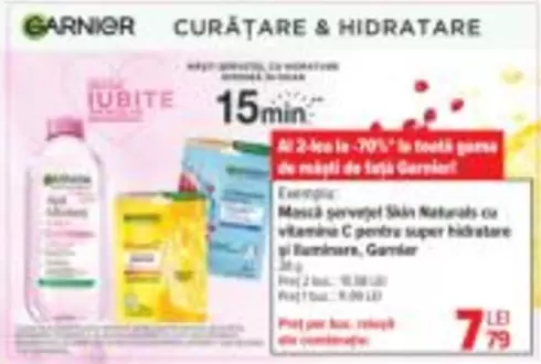 Lotiune servetel Skin Naturals cu vitamine C pentru super hidratare si ramonare