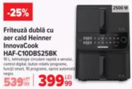 Friteuză dublă cu aer cald HAF-C10DBS25BK