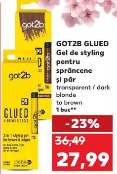 GLUED Gel de styling pentru sprâncene și păr transparent / dark blonde to brown