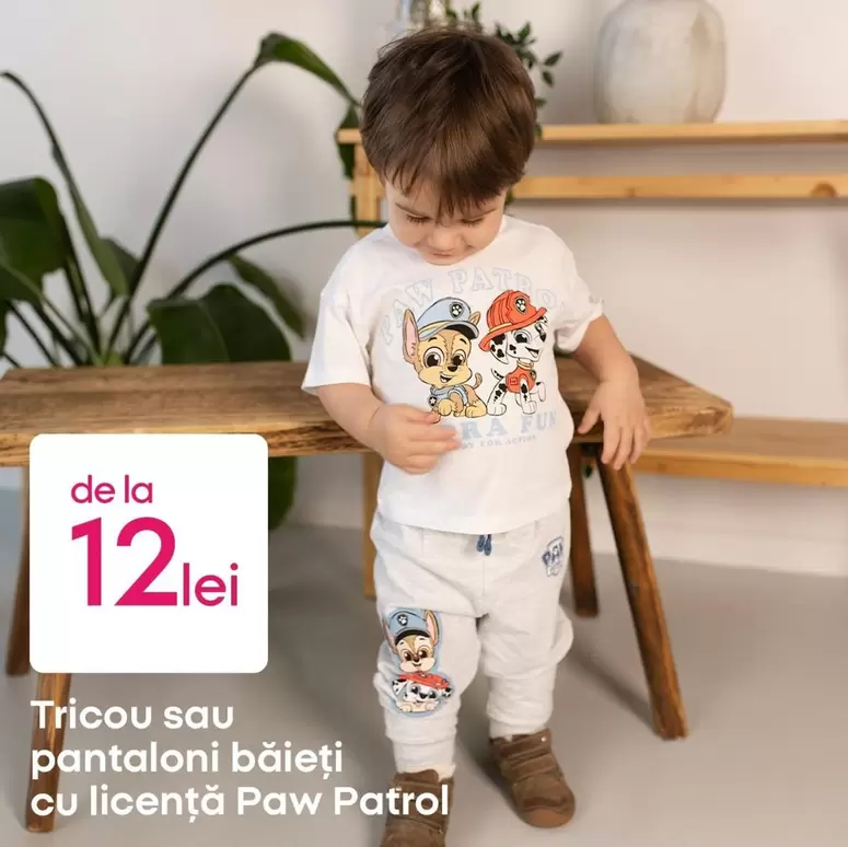 Tricou sau pantaloni băieți cu licență Paw Patrol