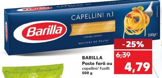 Paste fară ou capellini/ fusilli