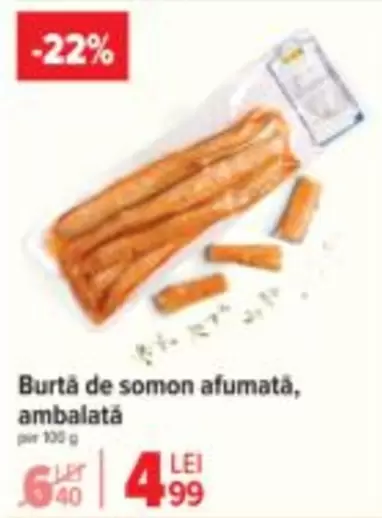 Burta de somon afumată, ambalată