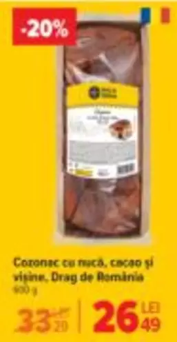 Cozonac cu nucă, cacao și vișine