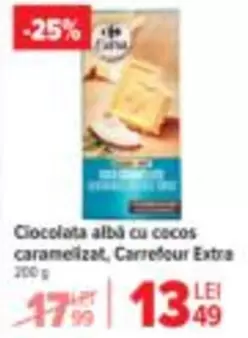 Ciocolata alba cu cocos caramelizat