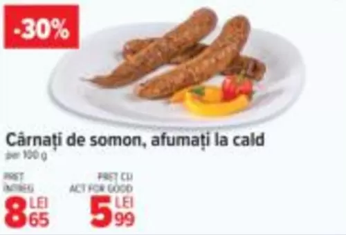 Cârnați de somon, afumați la cald