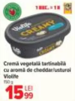 Cremă vegetală tartinabilă cu aromă de cheddar/usturoi