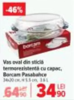 Vas oval din sticlă termorezistentă cu capac