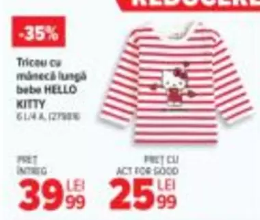 Hello Kitty - Tricou cu mânecă lungă bebe