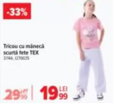Tricou cu mânecă scurtă fete 3/4A, 1275625