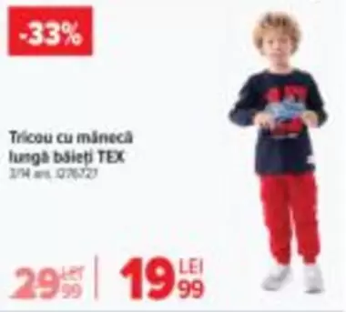 Tricou cu mânecă lungă băieți TEX 2/14 ani, 076721
