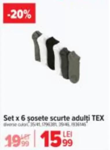 Set x 6 șosete scurte adulți