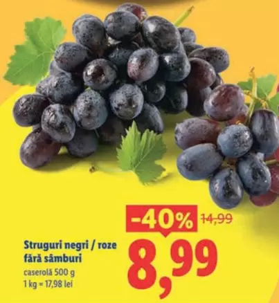 Struguri negri / roze fără sâmburi