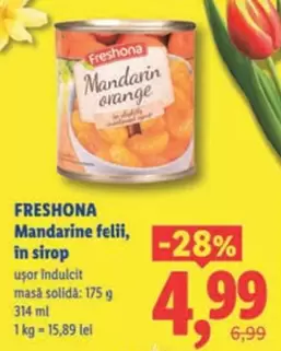 Mandarine felii, in sirop