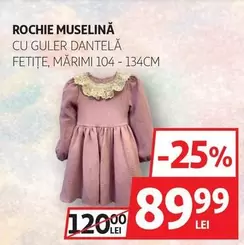 ROCHIE MUSELINĂ CU GULER DANTELĂ