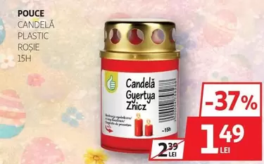 CANDELĂ PLASTIC ROȘIE 15H