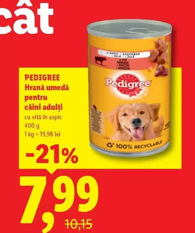 Hrană umedă pentru câini adulți cu vită în aspic