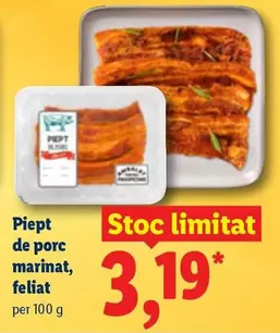 Piept de porc marinat, feliat