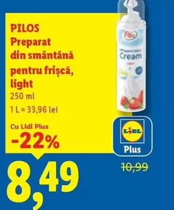 Preparat din smântână pentru frișcă, light