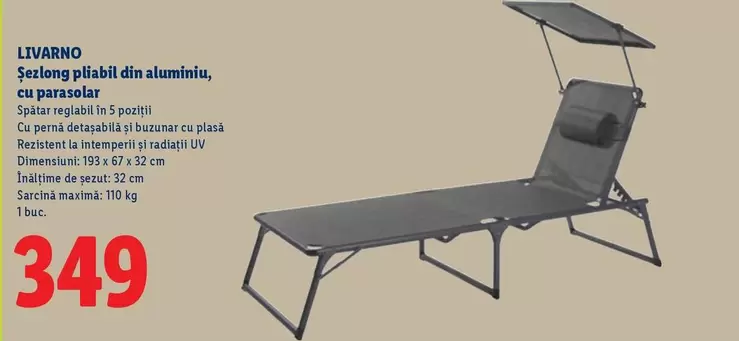 Șezlong pliabil din aluminiu cu parasolar