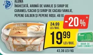 Înghețată, aromă de vanilie și sirop de caramel/cacao și sirop de cacao/vanilie, pepene galben și pepene roșu