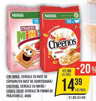 CEREALE CU GUST DE CĂPSUNI/CU GUST DE SCORȚIȘOARĂ/MIERE/COOKIE CRISP