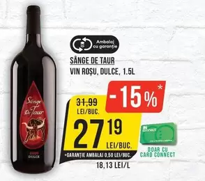 SANGE DE TAUR VIN ROSU DULCE