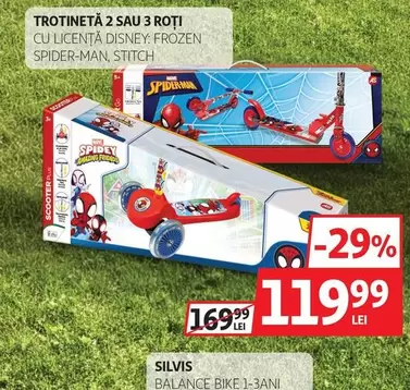 Frozen - Trotinetă 2 sau 3 roți cu licență Disney: , Spider-Man, Stitch