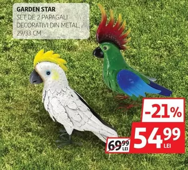 SET DE 2 PAPAGALI DECORATIVI DIN METAL