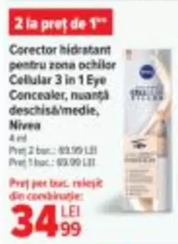 Corector hidratant pentru zona ochilor Cellular 3 in 1 Eye Concealer, nuanță deschisă/medie