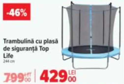 Trambulină cu plasă de siguranță