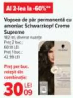 Supreme - Vopsea de par permanenta cu amoniac Creme